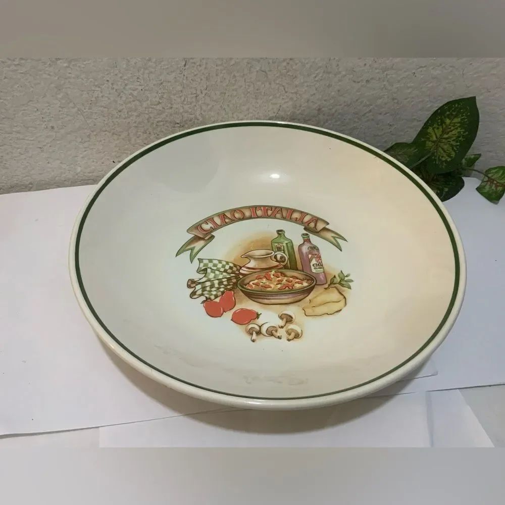 Vintage Ciao Italia Large Pasta Bowl Over and Back Inc Italy 12 3/4"